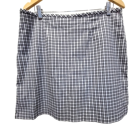 16W Stretchy Checkered Mini Skort with Side Zipper and Slits - Picture 2 of 7